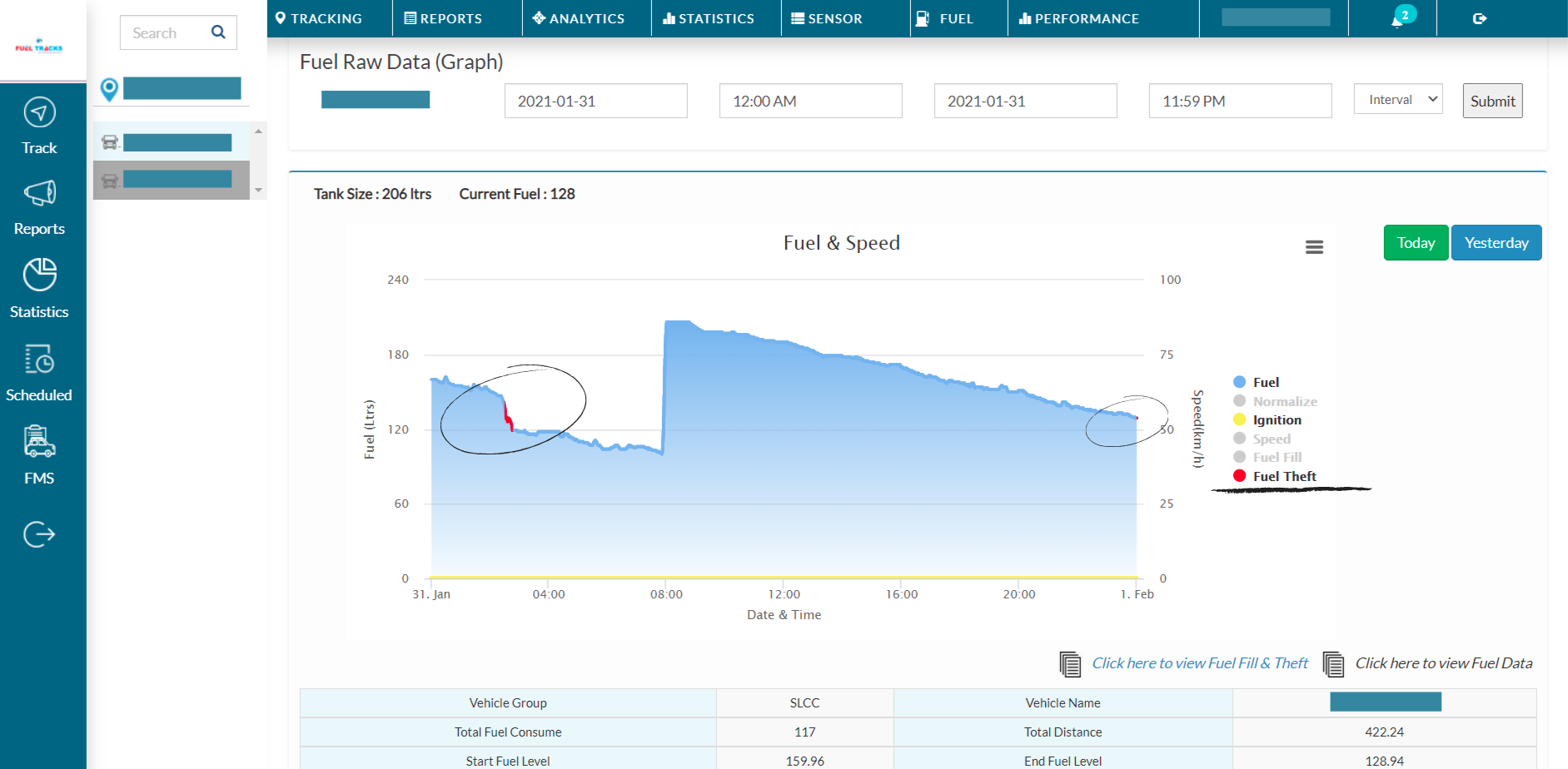 fuel theft report screenshot